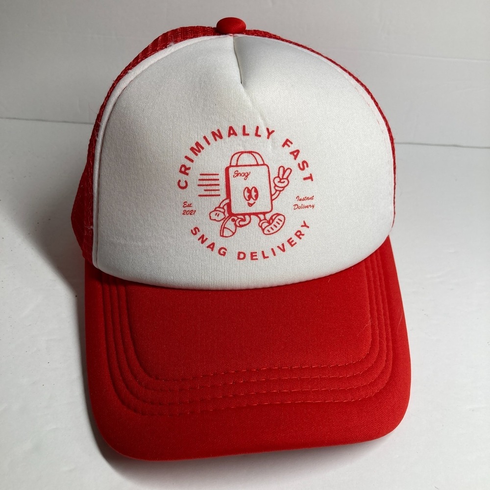 Snag Delivery Mesh Trucker Cap Hat Adult Red Adjustable Criminally Fast Delivery